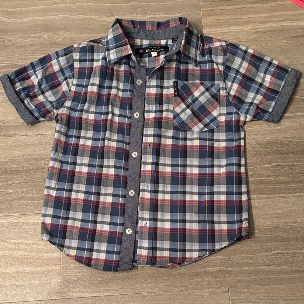Ben Sherman Kids Plaid Shirt - Blue, Red, and White
